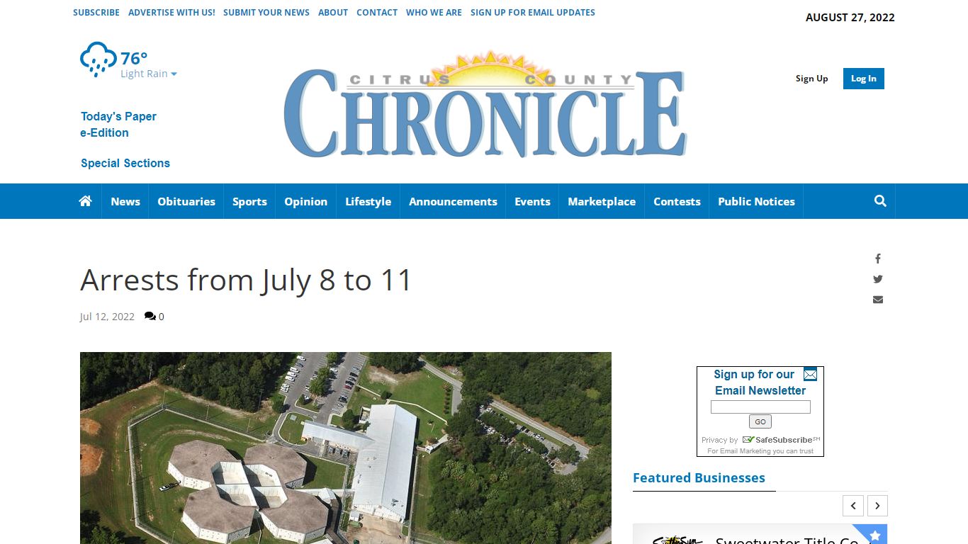 Arrests from July 8 to 11 | Crime & Courts | chronicleonline.com